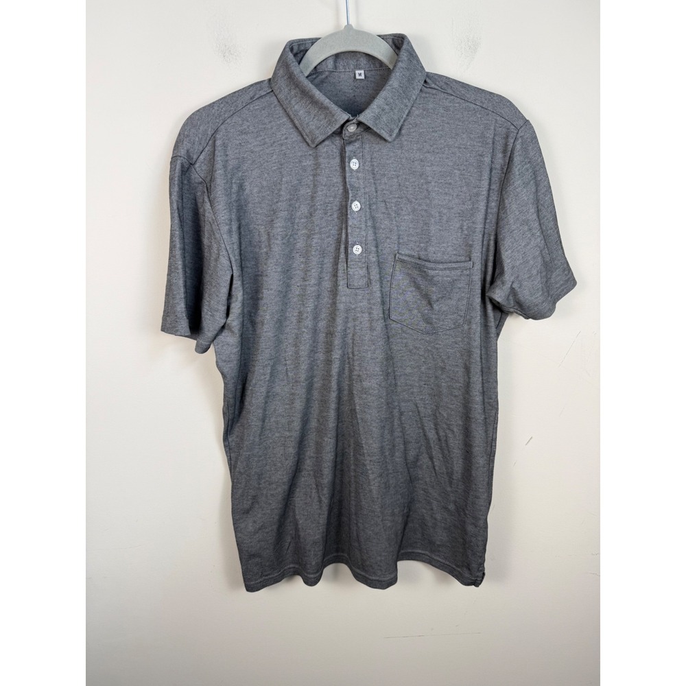 State and Liberty Mens Polo Shirt Grey Athletic Fit Short Sleeve Pocket Size M